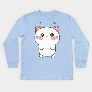 cute cat drawing Kids Long Sleeve T-Shirt